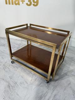 Romeo Rega Romeo Rega Brass and Burl Wood Bar Cart Italy 1970s - 4300940
