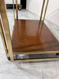 Romeo Rega Romeo Rega Brass and Burl Wood Bar Cart Italy 1970s - 4300944