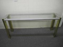Romeo Rega Romeo Rega Brushed Aluminum and Brass Console Table Mid Century Modern - 1808841