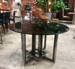 Romeo Rega Romeo Rega Chrome Brass and Tinted Glass Dining Room Table Italy 1970 - 583490