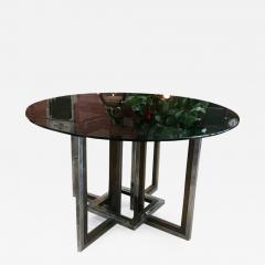 Romeo Rega Romeo Rega Chrome Brass and Tinted Glass Dining Room Table Italy 1970 - 584835