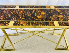 Romeo Rega Romeo Rega Console Table Faux Tortoise Top Gilt Metal Base Italy 1970s - 2632379