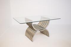 Romeo Rega Romeo Rega Dining Table in Chromed and Brassed Steel with Glass - 2053420