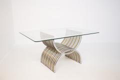 Romeo Rega Romeo Rega Dining Table in Chromed and Brassed Steel with Glass - 2053424