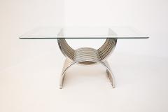 Romeo Rega Romeo Rega Dining Table in Chromed and Brassed Steel with Glass - 2053429