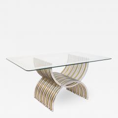 Romeo Rega Romeo Rega Dining Table in Chromed and Brassed Steel with Glass - 2053889