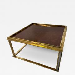 Romeo Rega Romeo Rega Italian Brass and Burl Wood Coffee Table 1970s - 4305892