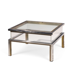 Romeo Rega Romeo Rega Mid Century Chrome Brass and Glass Coffee Table - 4782798