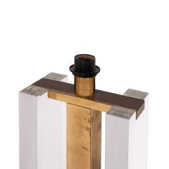 Romeo Rega Romeo Rega Pair of Architectural Table Lamps in Lucite and Brass 1970s - 4294154