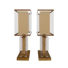 Romeo Rega Romeo Rega Pair of Architectural Table Lamps in Lucite and Brass 1970s - 4294157