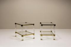 Romeo Rega Romeo Rega Pair of Lucite and Brass Side Tables Italy 1970s - 4319049