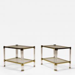 Romeo Rega Romeo Rega Pair of Lucite and Brass Side Tables Italy 1970s - 4320226