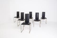 Romeo Rega Romeo Rega Six Dining Chairs in Black Leather and Steel - 2045180