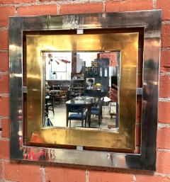 Romeo Rega Romeo Rega Square Wall Mirror in Brass and Steel Italy 1970s - 921473
