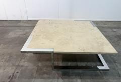 Romeo Rega Romeo Rega for Adriana Asti Marble and Chrome Coffee Table 1970s - 4704087