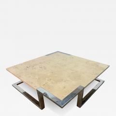 Romeo Rega Romeo Rega for Adriana Asti Marble and Chrome Coffee Table 1970s - 4705302