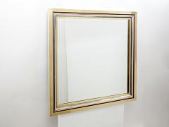 Romeo Rega Romeo Rega for Metalarte Large Brass chrome square mirror 1970s - 2898131