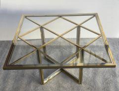 Romeo Rega Square table in polished brass and chromed steel Romeo Rega Italy circa 1970 - 4211179