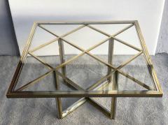 Romeo Rega Square table in polished brass and chromed steel Romeo Rega Italy circa 1970 - 4211180