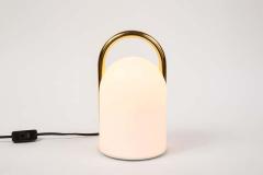 Romolo Lanciani 1980s Romolo Lanciani Brass and Glass Tender Table Lamp for Tronconi - 1750442