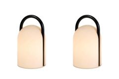 Romolo Lanciani Pair of 1980s Romolo Lanciani Black Tender Table Lamps for Tronconi - 1290382