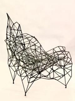 Ron Arad Large French Artist Wrought Iron Wire Nylon Sculpture Lounge Chair Ron Arad - 4111371