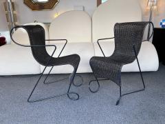 Ron Arad Set of 4 Chairs Zigo Metal Rattan by Ron Arad for Driade Italy 1990s - 2271031