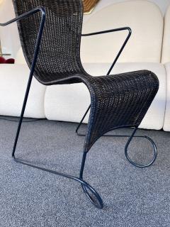 Ron Arad Set of 4 Chairs Zigo Metal Rattan by Ron Arad for Driade Italy 1990s - 2271038