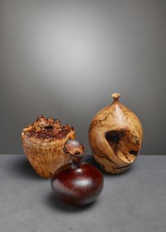 Ron Pisani Set of Three Turned Burl Wood Vases Hap Sakwa Ron Pisani USA 1980s - 844685