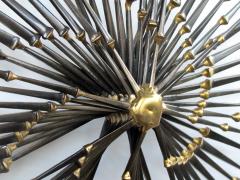 Ron Schmidt Iron and Brass Pinwheel Sunburst Nail Wall Sculpture by Ron Schmidt - 1235655