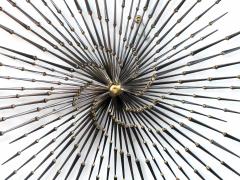 Ron Schmidt Iron and Brass Pinwheel Sunburst Nail Wall Sculpture by Ron Schmidt - 1235657