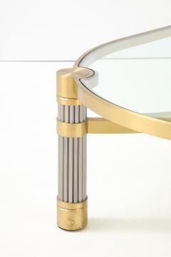 Ron Seff 1980s Oval shaped Brass Steel and Glass Coffee Table by Ron Seff - 4622138