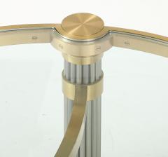 Ron Seff 1980s Oval shaped Brass Steel and Glass Coffee Table by Ron Seff - 4622139