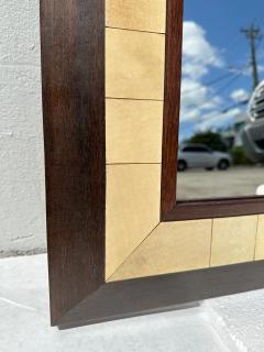 Ron Seff Large Square Parchment and Exotic Wood Framed Mirror by Ron Seff - 4641272
