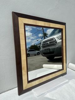 Ron Seff Large Square Parchment and Exotic Wood Framed Mirror by Ron Seff - 4641276