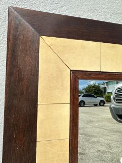 Ron Seff Large Square Parchment and Exotic Wood Framed Mirror by Ron Seff - 4641315
