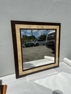 Ron Seff Large Square Parchment and Exotic Wood Framed Mirror by Ron Seff - 4641316