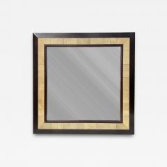 Ron Seff Large Square Parchment and Exotic Wood Framed Mirror by Ron Seff - 4738348