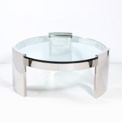 Ron Seff Mid Century Modern Radius Glass Stainless Steel Cocktail Table by Ron Seff - 3352490