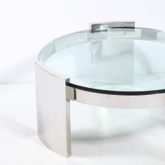 Ron Seff Mid Century Modern Radius Glass Stainless Steel Cocktail Table by Ron Seff - 3352492