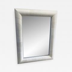 Ron Seff Ron Seff Linen ans woven fabric White Lacquered Mirror - 1379701