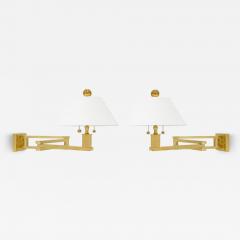 Ron Seff Ron Seff Pair of Superb Swing Arm Wall Lamps in Satin Brass 1980s - 3449799