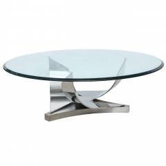 Ron Seff Ron Seff Polished Chrome and Stainless Steel Glass Top Low Table - 4273082