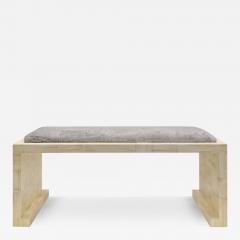 Ron Seff Ron Seff Stunning Bench In Tessellated Bone Lacquer with Upholstered Seat 1980s - 3973243