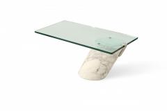 Ronald Schmitt for Brueton White Carrara Marble and Glass Coffee Table - 4660478