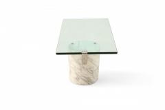 Ronald Schmitt for Brueton White Carrara Marble and Glass Coffee Table - 4660479