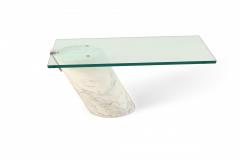 Ronald Schmitt for Brueton White Carrara Marble and Glass Coffee Table - 4660481