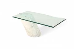 Ronald Schmitt for Brueton White Carrara Marble and Glass Coffee Table - 4660482