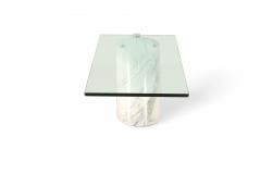 Ronald Schmitt for Brueton White Carrara Marble and Glass Coffee Table - 4660483