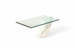 Ronald Schmitt for Brueton White Carrara Marble and Glass Coffee Table - 4660484